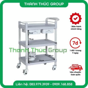 Xe Đẩy Tiêm Nhựa ABS 3 Tầng 2 Ngăn